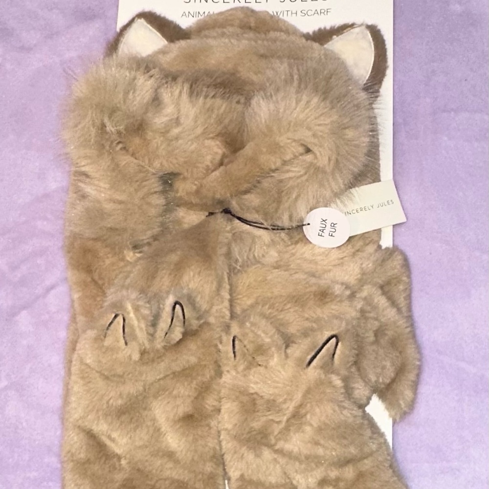Sincerely Jules Tan Faux Fur Animal Hat for Kids